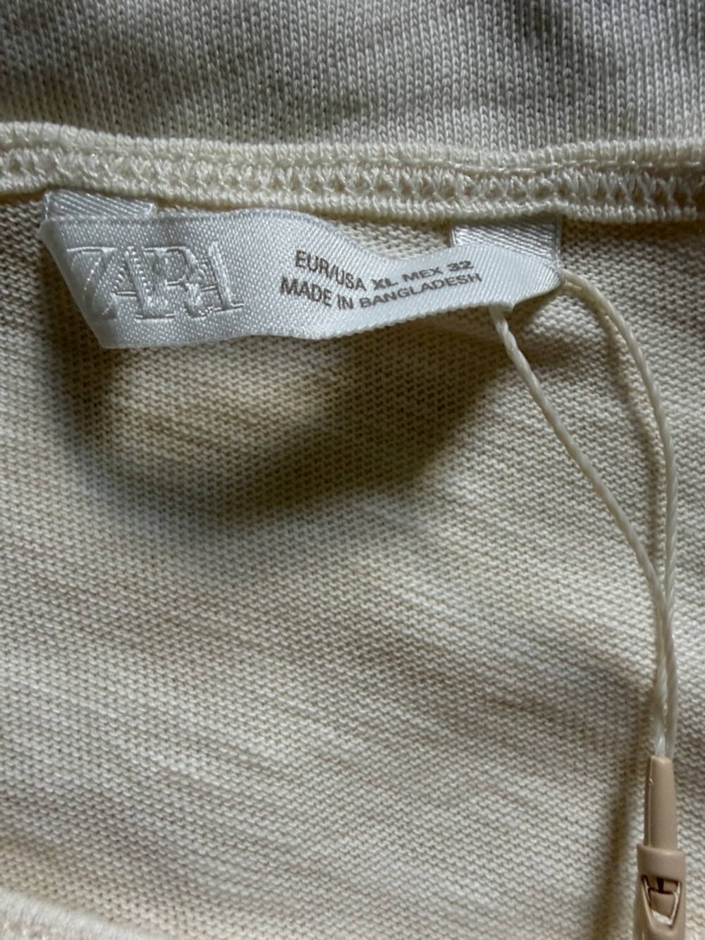 NWT Zara Short Sleeve Textured T-Shirt Ecru XL - Picture 4 of 6